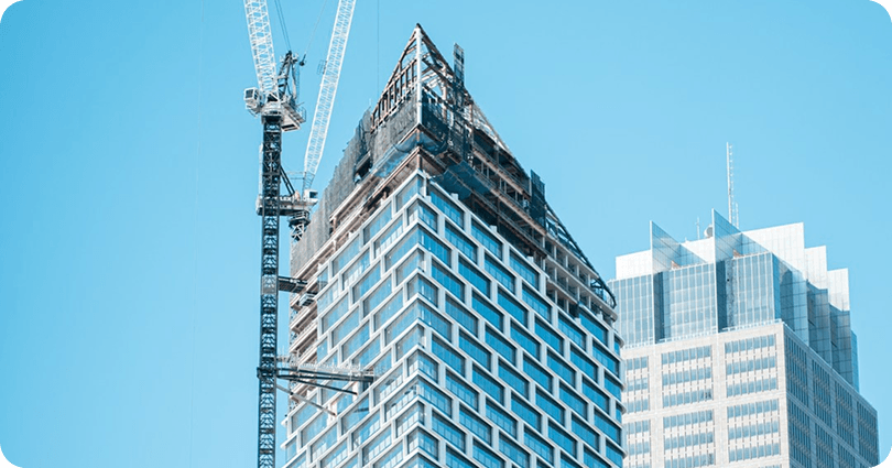 Structural steel erection crew on-site