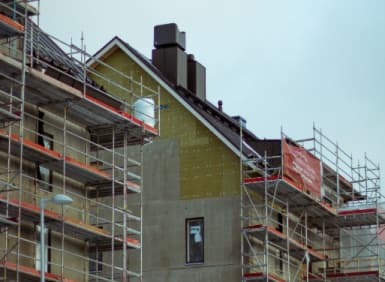 Scaffolding on a building under renovation